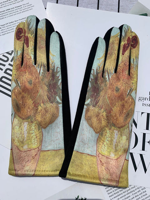 Warme Outdoor-Handschuhe mit modischem Aufdruck für Damen