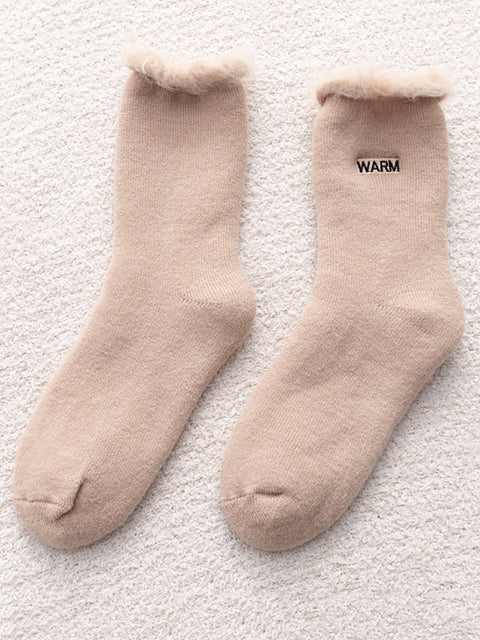 5 Paar Damen-Wintersocken aus fester Baumwolle mit Fleece-Futter