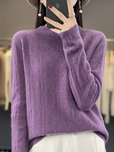 Damen Herbst Lässiger Streifen O-Ausschnitt Wollstrickpullover