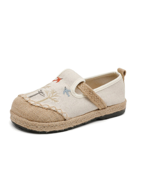 Damen Sommer Blumenstickerei Leinen Baumwollschuhe