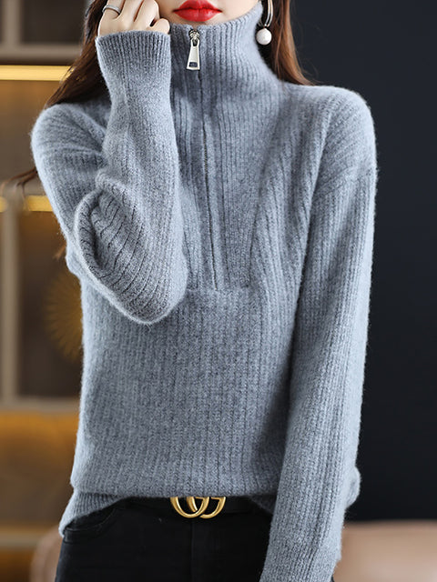 Damen Herbst Lässiger Streifen O-Ausschnitt Wollstrickpullover