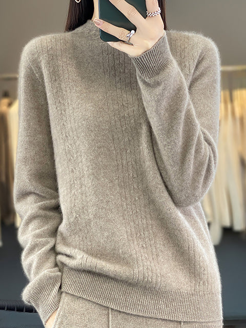 Damen Herbst Lässiger Streifen O-Ausschnitt Wollstrickpullover