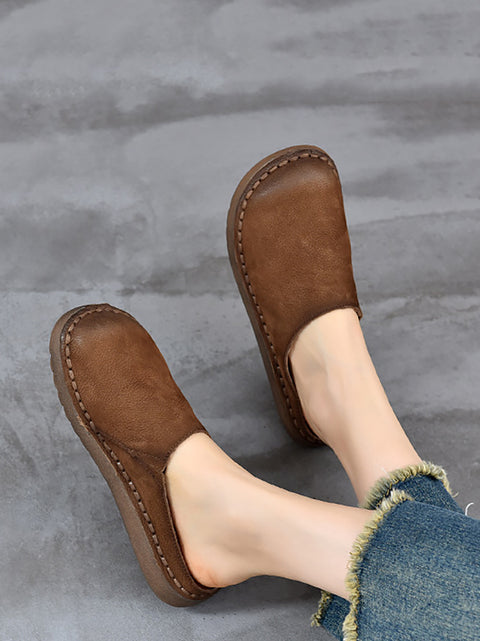 Women Spring Genuine Leather Flat Slippers