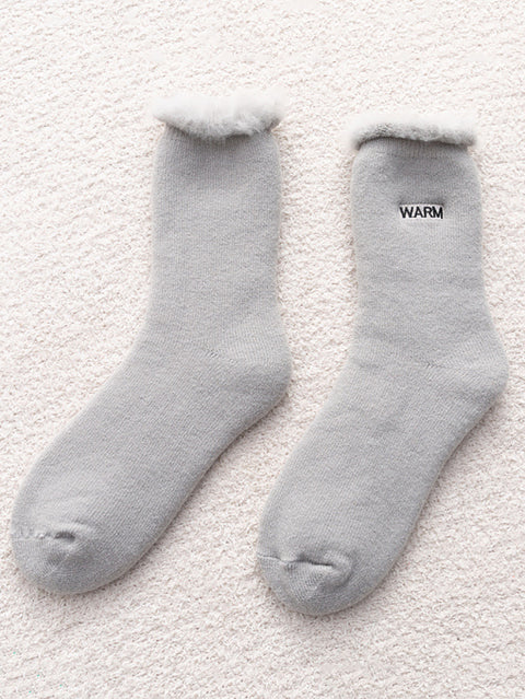 5 Paar Damen-Wintersocken aus fester Baumwolle mit Fleece-Futter