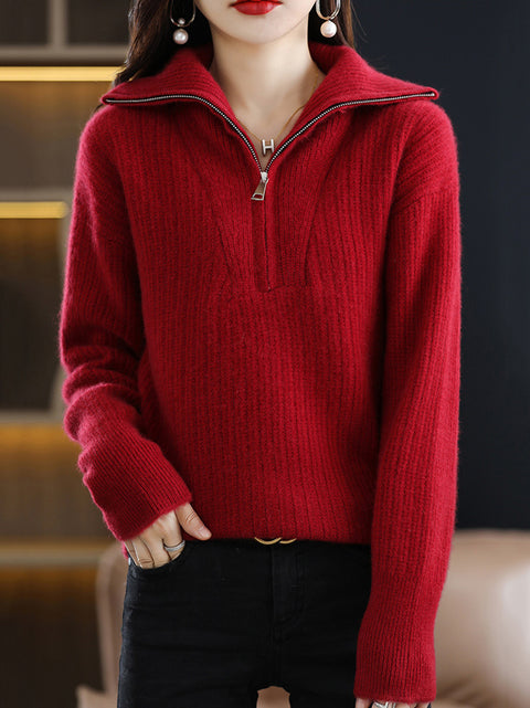 Damen Herbst Lässiger Streifen O-Ausschnitt Wollstrickpullover