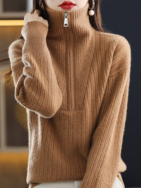 Damen Herbst Lässiger Streifen O-Ausschnitt Wollstrickpullover