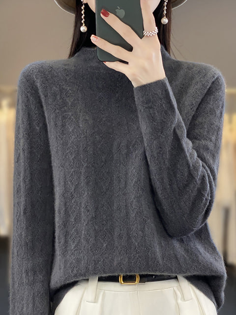 Damen Herbst Lässiger Streifen O-Ausschnitt Wollstrickpullover