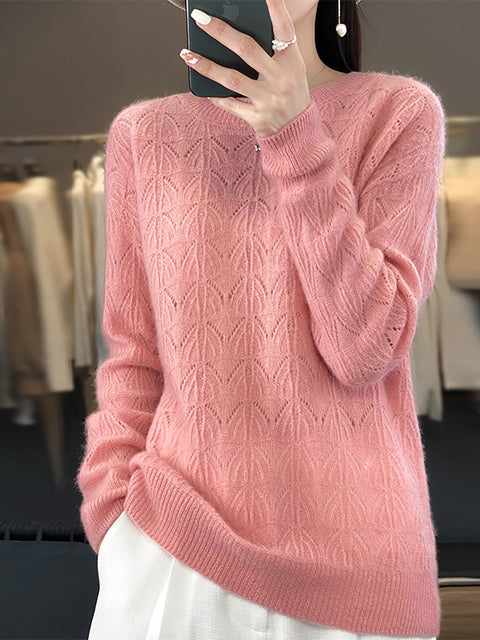 Damen Herbst Lässiger Streifen O-Ausschnitt Wollstrickpullover