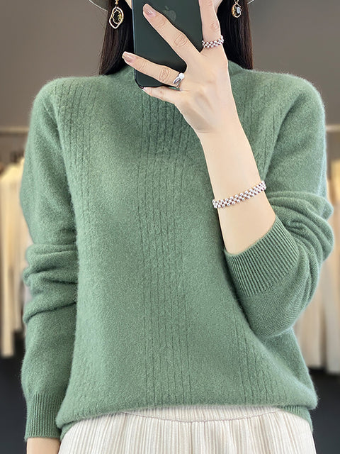 Damen Herbst Lässiger Streifen O-Ausschnitt Wollstrickpullover