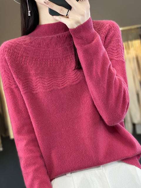 Damen Herbst Lässiger Streifen O-Ausschnitt Wollstrickpullover