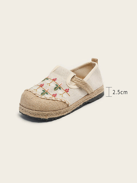 Damen Frühling Baumwolle Leinen Stickerei Schuhe