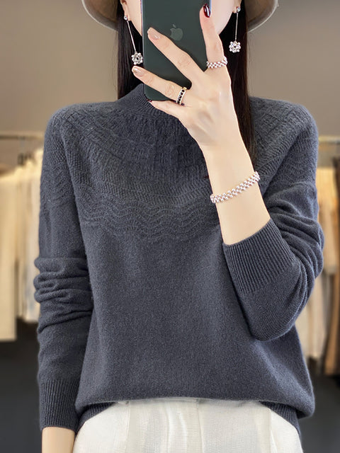 Damen Herbst Lässiger Streifen O-Ausschnitt Wollstrickpullover