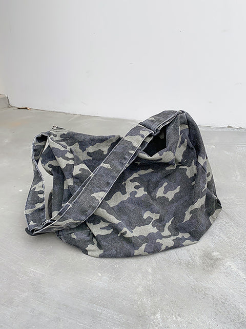 Damen Artsy Camouflage Washed Schultertasche Umhängetasche