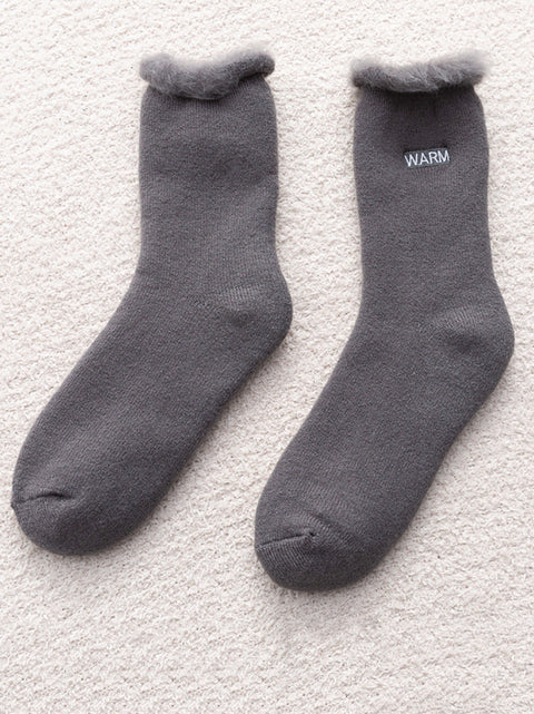 5 Paar Damen-Wintersocken aus fester Baumwolle mit Fleece-Futter