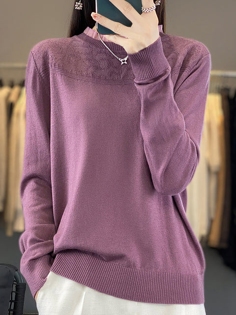 Damen Herbst Lässiger Streifen O-Ausschnitt Wollstrickpullover