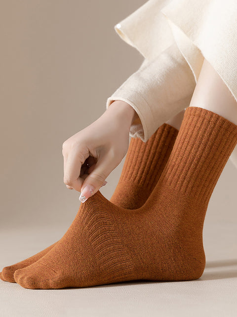 6 Paar Damen-Socken aus solider Baumwolle für den Winter