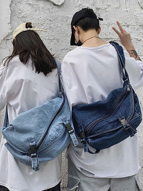 Damen Vintage Denim Umhängetasche mit großem Fassungsvermögen