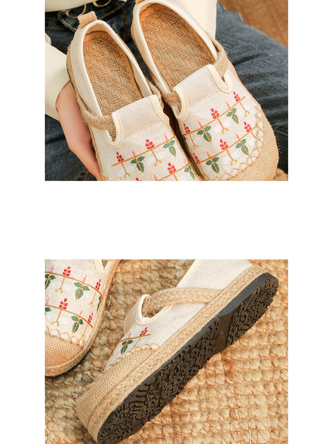 Women Spring Cotton Linen Embroidery Shoes