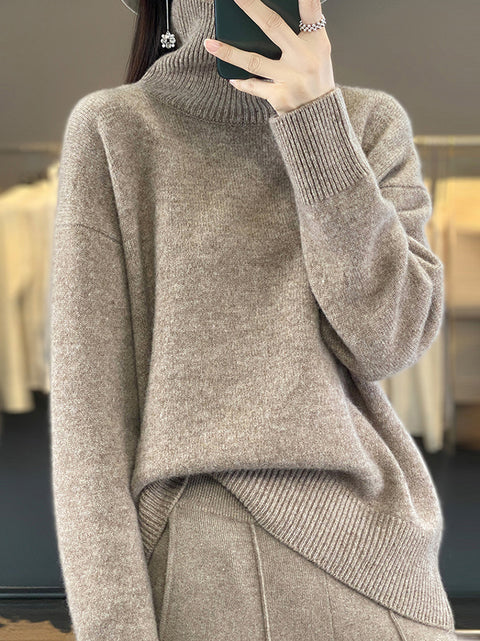 Damen Herbst Lässiger Streifen O-Ausschnitt Wollstrickpullover