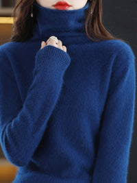 Thumbnail for Lässiger, einfarbiger Rollkragenpullover für Damen im Winter