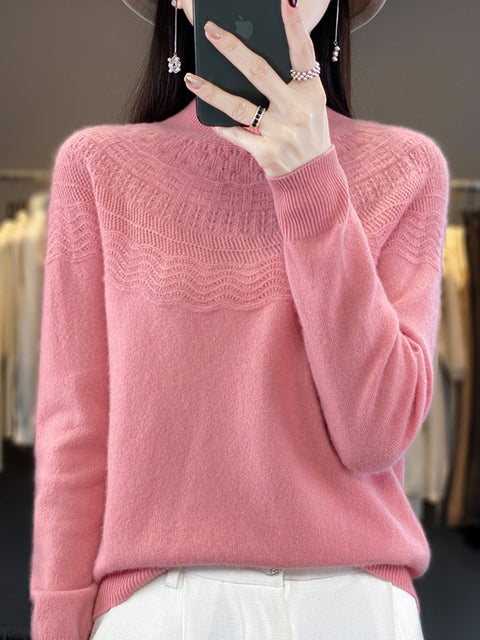 Damen Herbst Lässiger Streifen O-Ausschnitt Wollstrickpullover