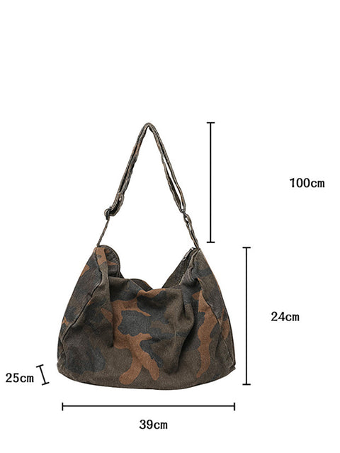 Damen Artsy Camouflage Washed Schultertasche Umhängetasche