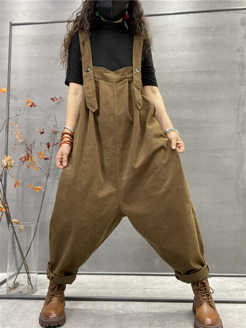 Plus Größe Herbst Frauen Casual Einfarbig Lose Overalls