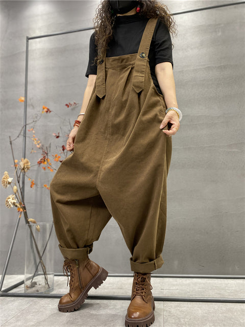 Plus Größe Herbst Frauen Casual Einfarbig Lose Overalls