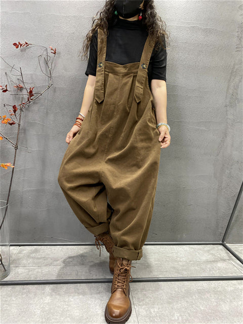 Plus Größe Herbst Frauen Casual Einfarbig Lose Overalls