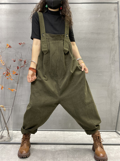 Plus Größe Herbst Frauen Casual Einfarbig Lose Overalls