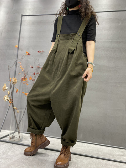 Plus Größe Herbst Frauen Casual Einfarbig Lose Overalls