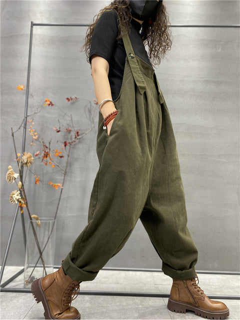 Plus Größe Herbst Frauen Casual Einfarbig Lose Overalls