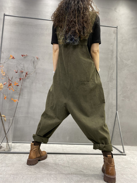 Plus Größe Herbst Frauen Casual Einfarbig Lose Overalls