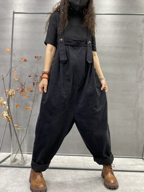 Plus Größe Herbst Frauen Casual Einfarbig Lose Overalls