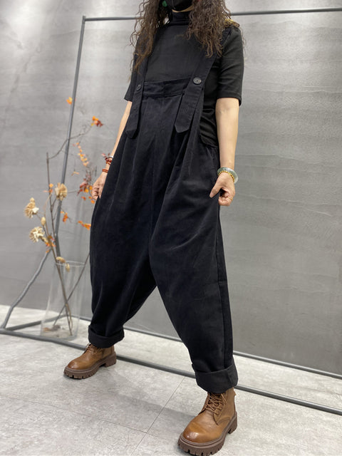 Plus Größe Herbst Frauen Casual Einfarbig Lose Overalls