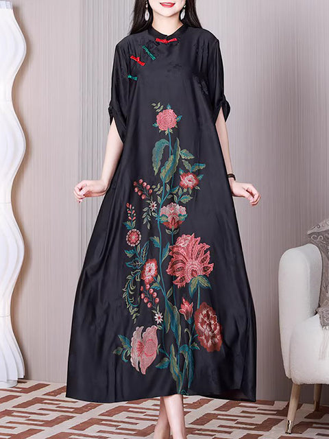 Plus Size Damen Ethno-Blumen-A-förmiges, lockeres Kleid