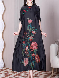 Thumbnail for Plus Size Damen Ethno-Blumen-A-förmiges, lockeres Kleid