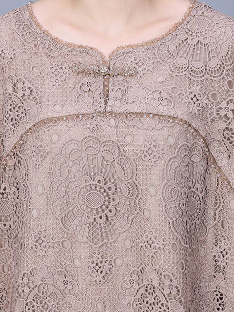 Damen Sommer Artsy Lace Gespleißtes Maxikleid