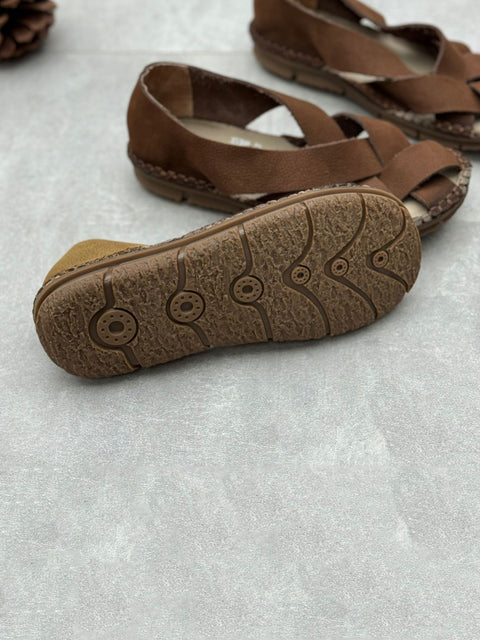 Women Summer Casual Leather Weaven Flat Shoes