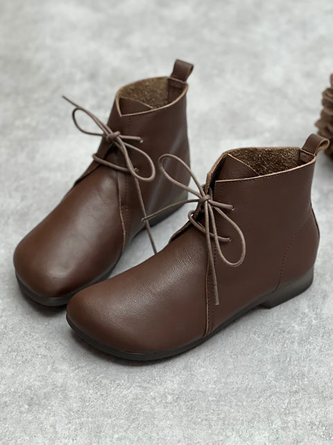 Damen Herbststiefel aus echtem Leder mit festem Riemen und Reißverschluss