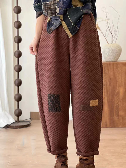 Lässige, karierte Leinenhose mit weitem Bein für Damen im Sommer