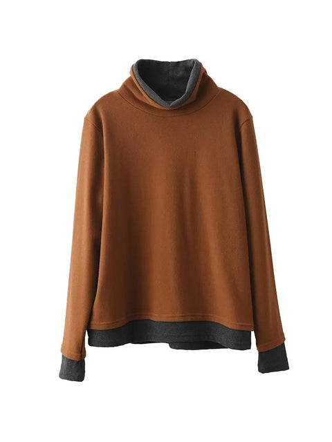 Lässiges Herbst-Sweatshirt aus Baumwolle mit Farbblock-Streifen und O-Ausschnitt für Damen