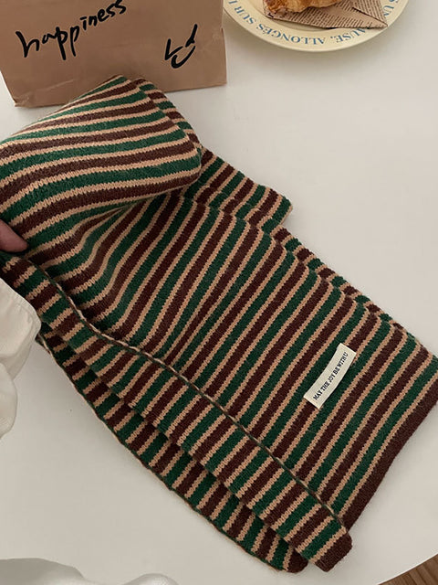 Winter Artsy Warm Stripe Knit Scarf