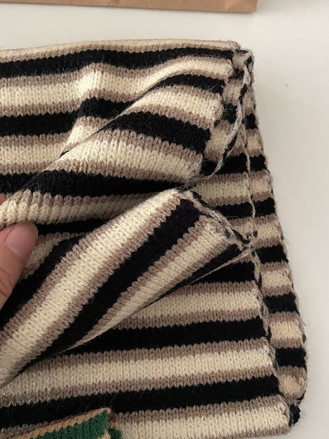 Winter Artsy Warm Stripe Knit Scarf