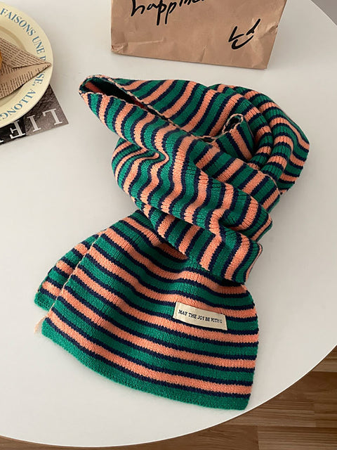 Winter Artsy Warm Stripe Knit Scarf