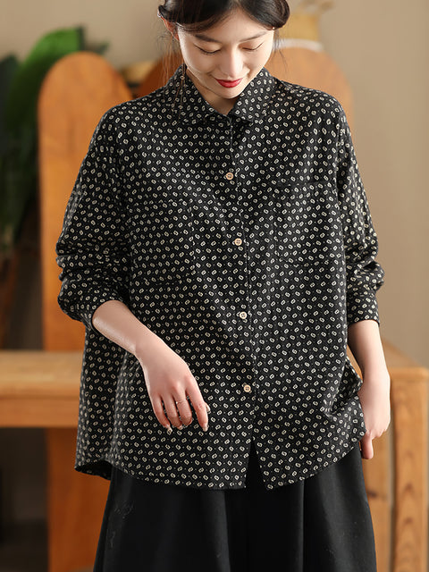 Damen Frühling Artsy 100% Baumwolle Dot Shirt