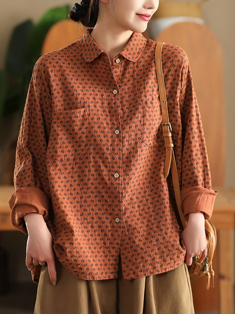 Damen Frühling Artsy 100% Baumwolle Dot Shirt