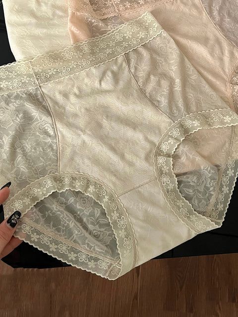 2 Stück Damen Sommer Unterwäsche aus dünner Spitze mit hoher Taille