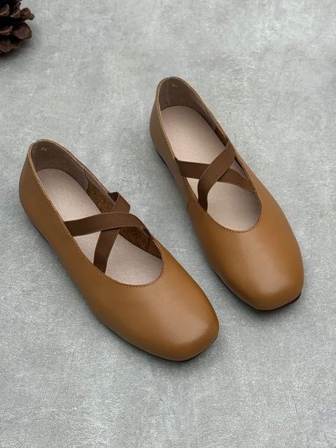 Women Vintage Genuine Leather Low Heel Shoes