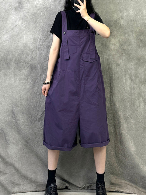 Damen Sommer Casual Pure Color Kurze Overalls